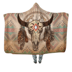 Native Bull Skull Hooded Blanket