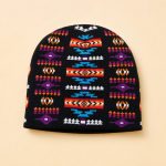 Black Patterned Knit Beanie